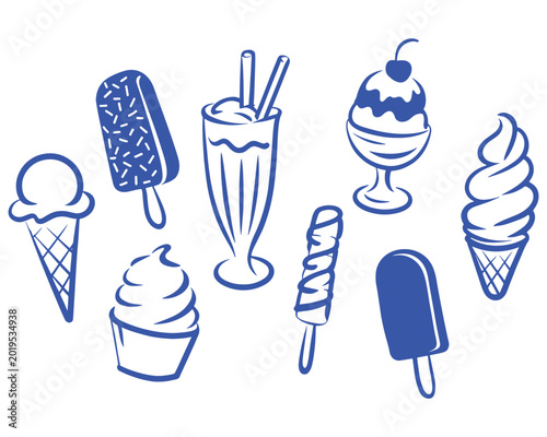Hand Drawn Ice Cream Treats Outline Vector Set