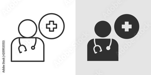 Foto Family Doctor Icon representing primary healthcare, general medical consultation, preventive care, and long-term patient family health support
