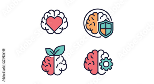 brain care Line art vector abstract simple shape illustration