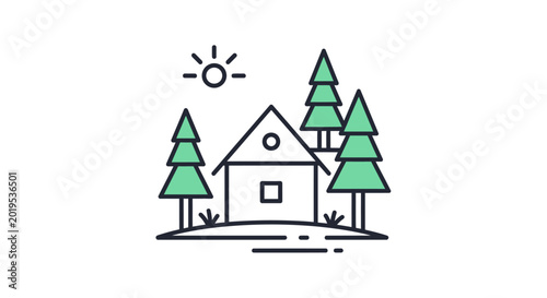 Foto Simple line drawing of a house.