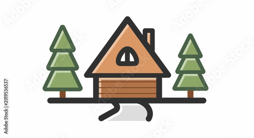 Konstfotografi Simple cartoon log cabin house.