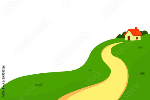 Φωτογραφία Rural Green Hill Landscape Illustration