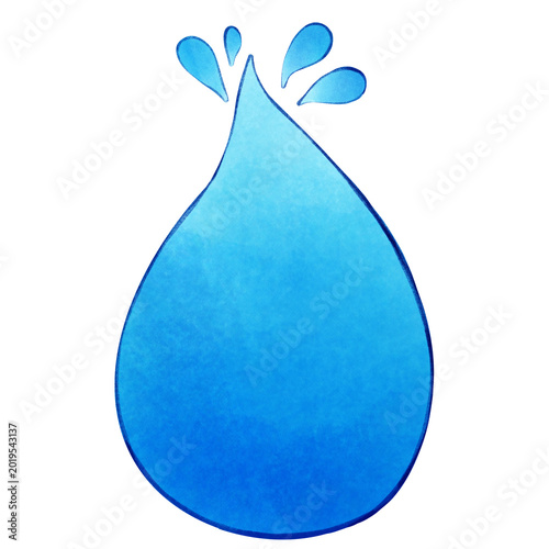 Blue watercolor water drop illustration with splashes
