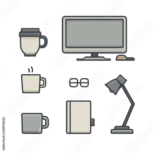 Office supplies and desk accessories.