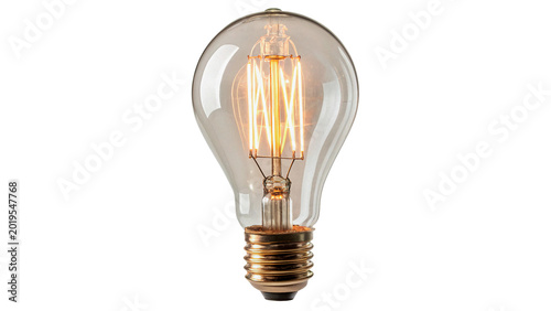Foto Classic transparent glass incandescent light bulb with metallic base for electri