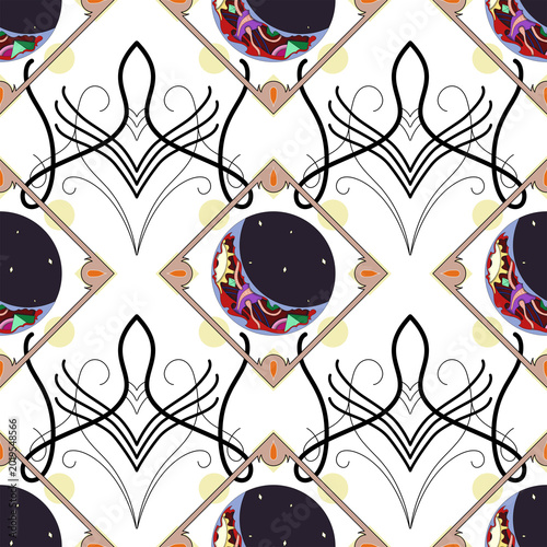 Abstract pattern, Geometric symmetrical, Ornament decorative moon