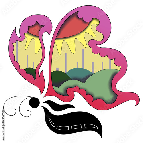 Abstract pattern, Geometric symmetrical, Ornament decorative butterfly