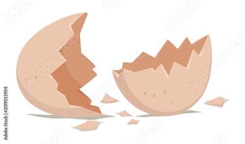 Billede på lærred Breaking Free: The stark simplicity of a cracked eggshell symbolizes new beginnings and life's fragile essence