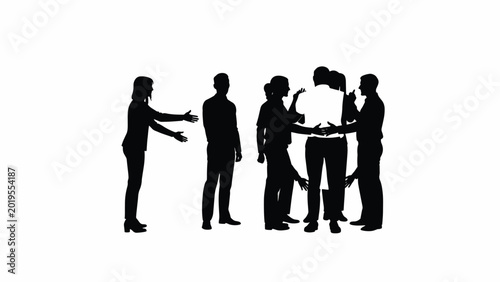 Silhouettes of people in business meeting.
