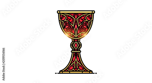 Ornate, jewel-toned chalice on a stark black background