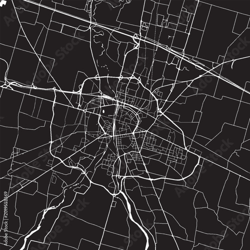 Foto Parma Italy Vector Map, Detailed City Street Map Black and White Minimalist Line