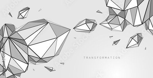 Tableau sur toile Structural transformation of fragmented forms into a coherent system, expressing process, balance, logic, and the evolution of complex integrated structure