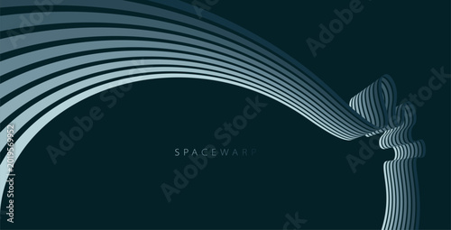 Bilde på lerret Mist oblivion night theme vector abstract background with 3D lines in perspective, dystopian gloomy dark graphic design wallpaper with curve stripes