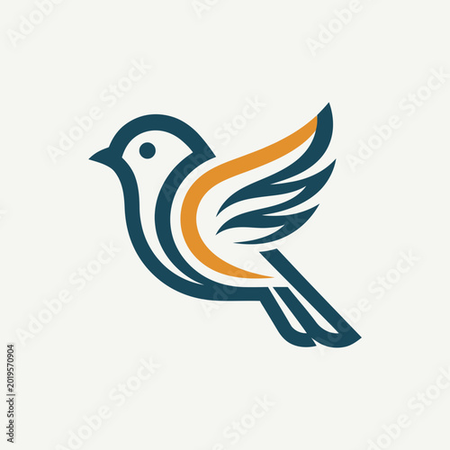 Modern Abstract Sparrow Bird Logo Minimal Flat Vector