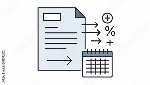 Document and calendar icons with calculation.