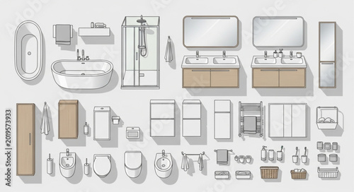 Konstfotografi Collection of Modern Bathroom Fixtures and Furniture.