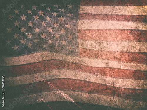 Close Up Grunge Style American Flag Background
