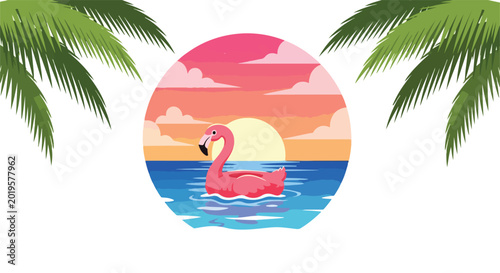 Tropical palm leaves in symmetrical halftone pattern with pastel colors