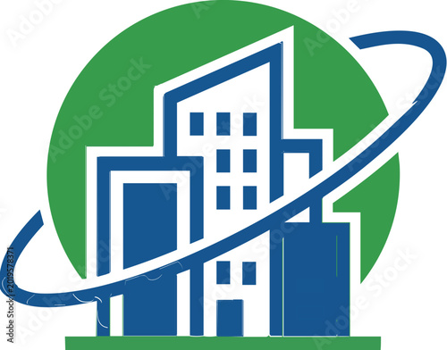 Photos Minimalist Icon of a Connected Local Community Hub
