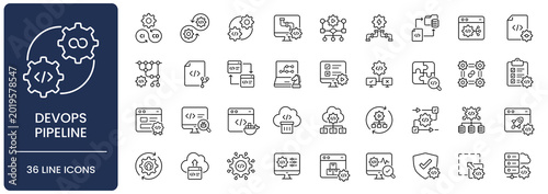 Tableau sur toile Devops pipeline icon set