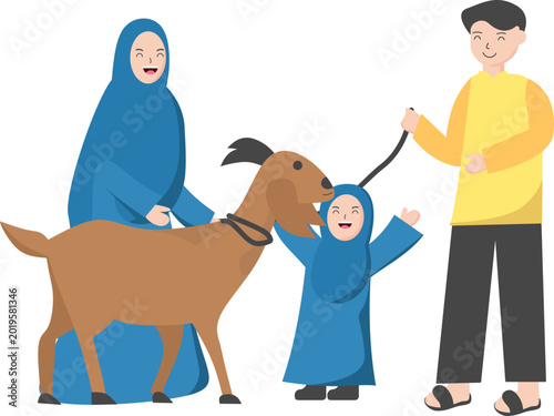 Happy Muslim Family Celebrating Eid al-Adha