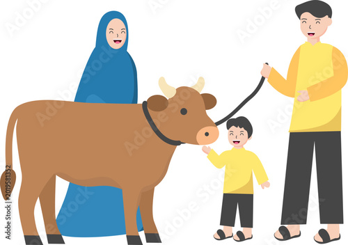 Happy Muslim Family Celebrating Eid al-Adha