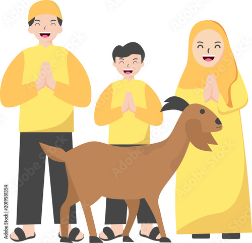 Happy Muslim Family Celebrating Eid al-Adha