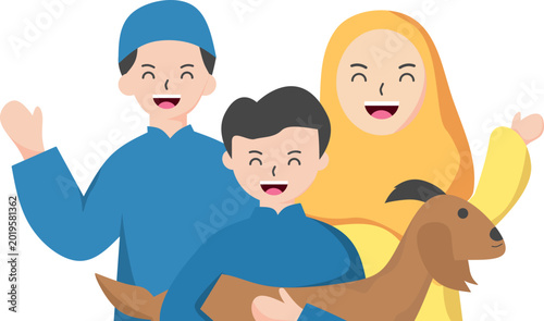 Happy Muslim Family Celebrating Eid al-Adha