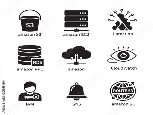Vector illustration of cloud computing service icons with flat design