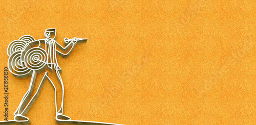 Targeting Growth Concept Creative graphic of a man with multiple targets aiming for future success