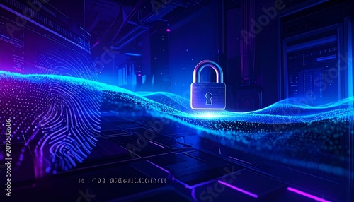 Secure Information Network with Encrypted Data Pathways – Futuristic Cybersecurity Scene