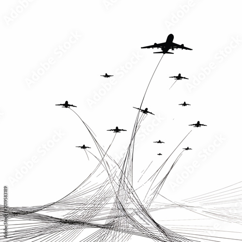 Airplanes flying in formation aerial.