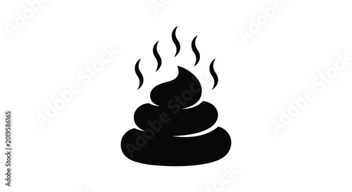 Quadro su tela Pile of excrement with rising fumes black silhouette high quality