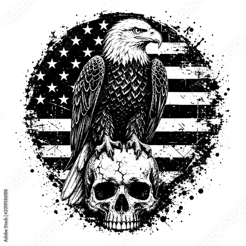 eagle with skull bald eagle american flag svg file