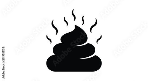 Pile of excrement with rising fumes black silhouette high quality