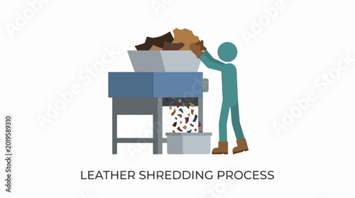фотографія Industrial leather shredding and recycling process