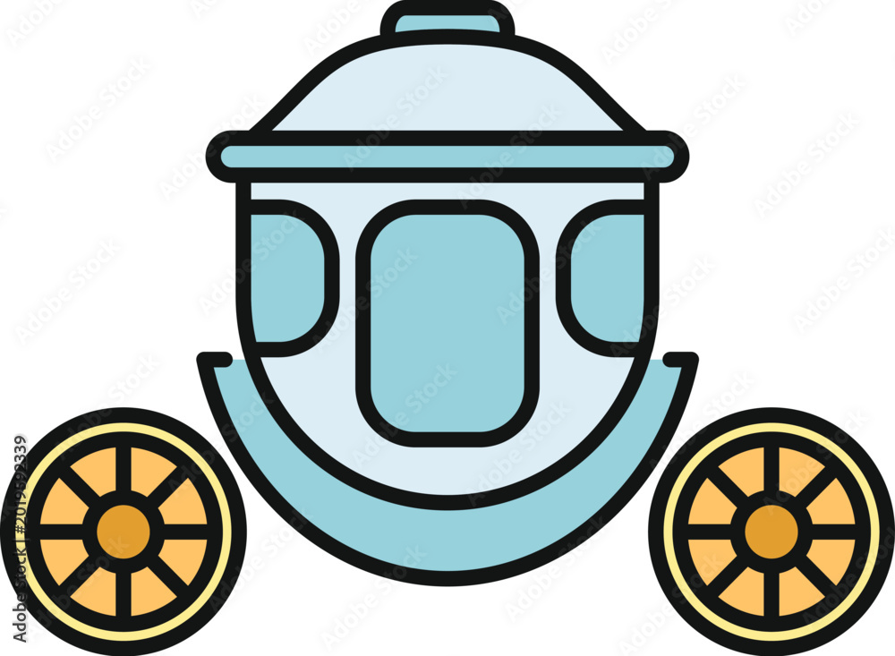 Fototapeta premium Stylized carriage with wheels depicting luxury, dreams, and royal transport