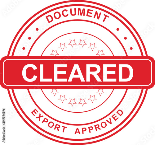 Stamp shows cleared export approved document with red seal