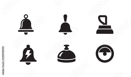 Canvastavla Set of bell icons, notification and sound symbols vector isolated on transparent background