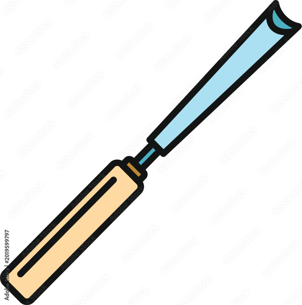 Fototapeta premium Woodworking gouge tool icon illustrating carpentry crafts