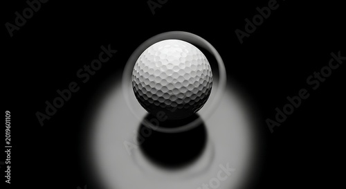 Golf ball in tunnel low angle view black and white
