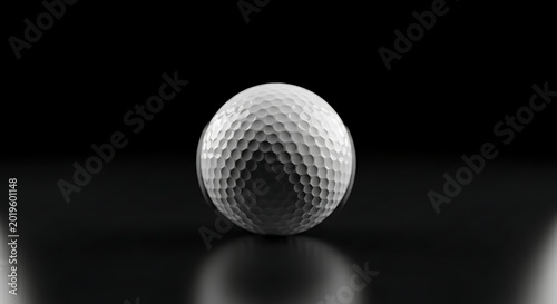 Golf ball isolated on black background with dimpled surface and reflection