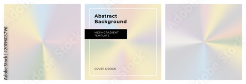 Foto Immersive white holographic gradient backgrounds with soft radial glow and subtle iridescent reflections