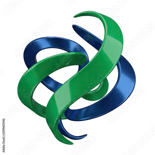Intertwined Blue and Green Abstract Sculpture
