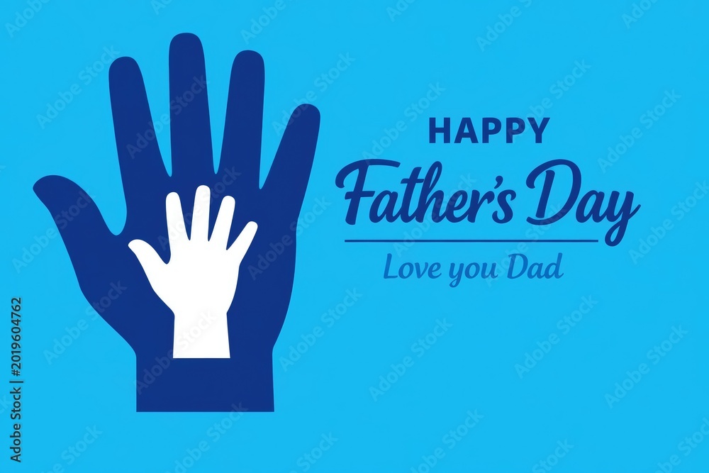 Obraz premium Happy Father's Day, love you Dad, a heartfelt blue and white graphic, celebrating fatherhood and family bonds isolated PNG with Transparent Background