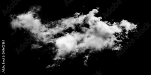 White Fluffy Cloud Isolated on Black Background for Alpha Channel Compositing and Design