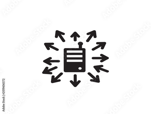 Vector illustration of smartphone with circular arrows showing data flow or ddos attack
