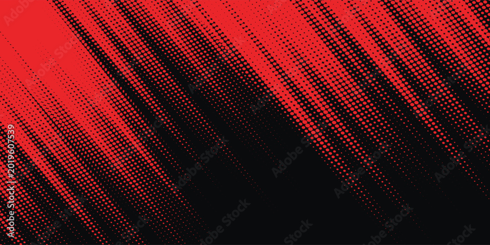 Fototapeta premium Red color pattern gradient grunge texture background. Dots pop art comics sport style vector illustration Abstract background dark red with modern corporate concept