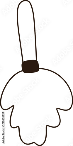 Cute Hand Drawn Cartoon Feather Duster Minimalist Line Icon Outline Cleaning Dusting Tool Graphic