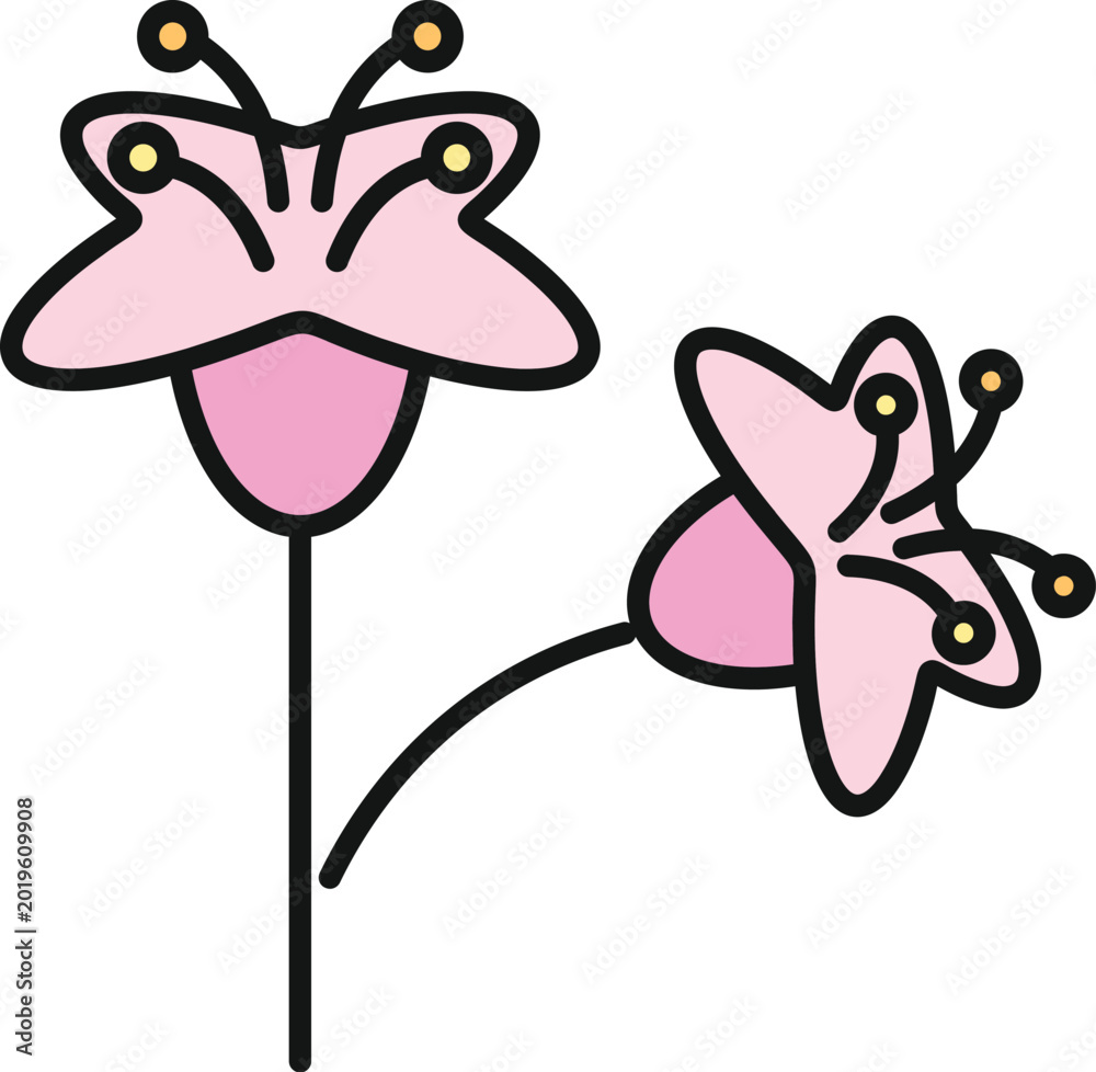 Fototapeta premium Buckwheat plants displaying delicate pink flowers with yellow stamens and dark outlines